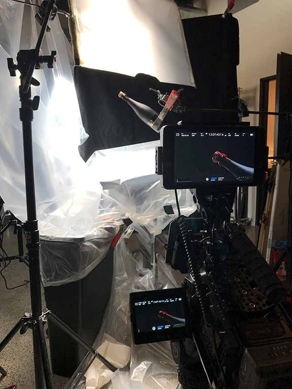 Image of camera on set in a video studio.